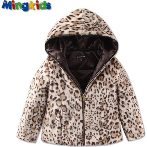 New spring 2021 Leopard print trend faux fur parka jacket girls winter fashion warm coat