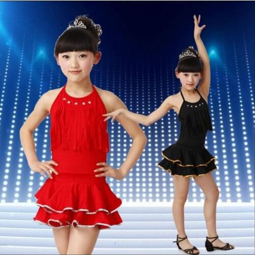 New childrens dance girls Latin costumes girls dresses Competition performance costumes sequins dance wear