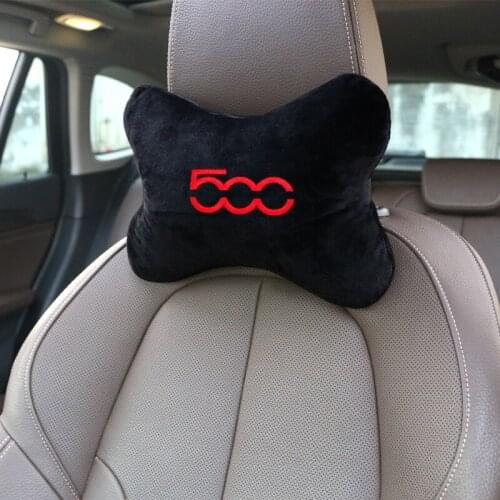 1Pcs Car Pillows Headrest Neck Rest Cushion Support Seat Accessories Auto Black Safety Pillow fit for fiat 500 Accessories