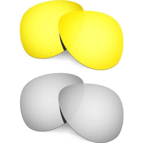 HKUCO For Plaintiff Sunglasses Polarized Replacement Lenses - Gold&Silver 2 Pairs