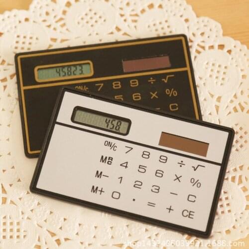 Solar Powered Portable Digit Calculator Ultra Slim Credit Card Cheap Durable Solar Power Pocket Calculator Small Travel Compact