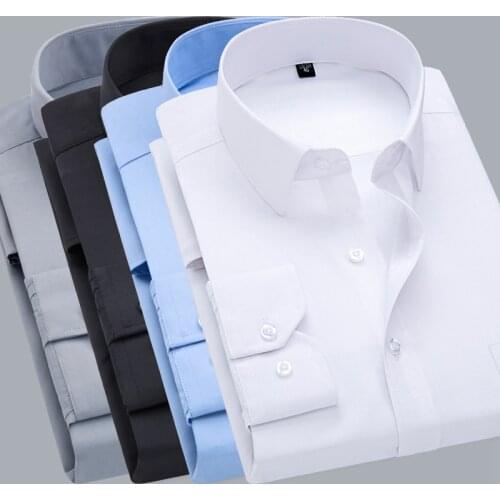 New business shirt mens long sleeves solid color professional work shirt white work shirt mens Anti-wrinkle no-iron