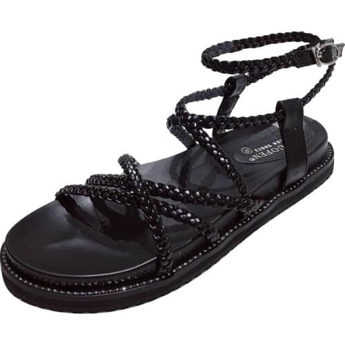 Sexy Flat Heel Women Sandals Ankle Strap shoes Comfort outdoor sandals Ladies Summer Shoes Cross-tied Light Weight Footwear