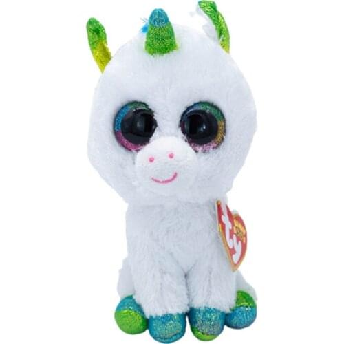 New 15CM Ty Big Eyes Beanie Plush Animal White Unicorn Animal Plush Collectible Toy Children Christmas Birthday Gift