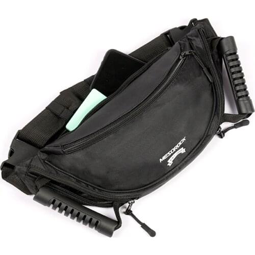 Motorcycle Waist Bag Pack Crossbody Bag With Rear Seat Passenger Grip Grab Handle Adjustable Non-Slip Strap for Riding