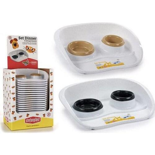 Pet feeding dish Double Plastic (34 x 11 x 46,5 cm)