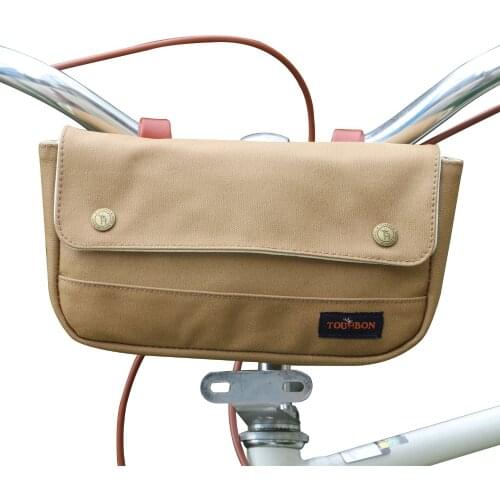 Tourbon Vintage Bicycle Handlebar Bag Cycling Front Phone Pouch Multi-Purpose Bike Accessories Brown Waxed Waterproof Canvas
