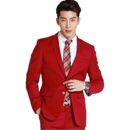 High qulity mens wedding suits fashion red the groom suits mens cultivate ones morality formal suits two-piece(jacket+pants)
