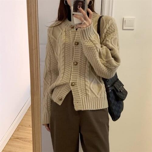 Alien Kitty Vintage Knitwear Sweaters Cardigans Chic Lazy Style Winter 2021 Loose Casual OL Outwear Coats Fashion Women Tops
