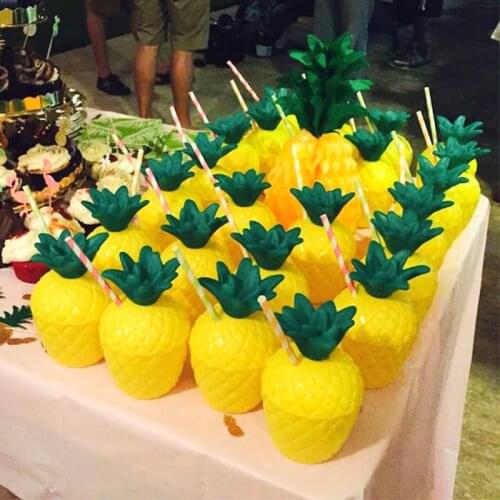 Plastic pineapple/Coconut cup Drinking Juice cup Summer flamingo Birthday party Hawaii Beach party aloha Luau parties supplies