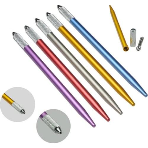 20 PCS Caneta Circular Tebori Microblading Pen Tattoo Fog Eyebrow Manual Pen Mini Permanent Makeup Machine Round Needle Pens