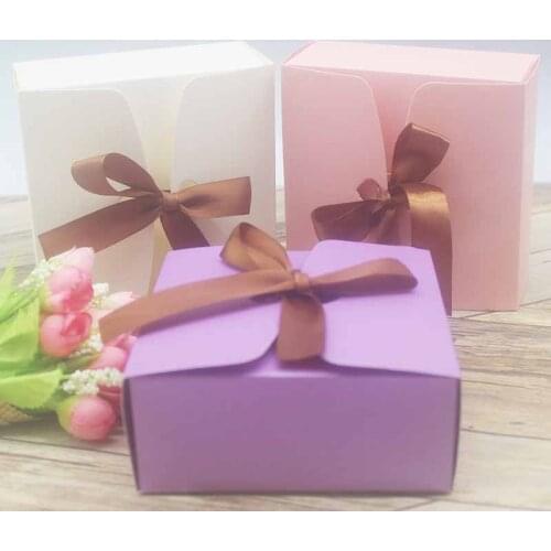 20pcs Various color newest gifts boxes with ribbon, pink purple white wedding favor box,baby shower favor boxes,DIy cookies box
