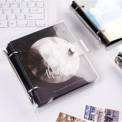 3 Inch Photo Album PP Transparent Cover Moon Loose Leaf Photo Album 100 Pocket Picture Collection Movie Ticket Storage Book