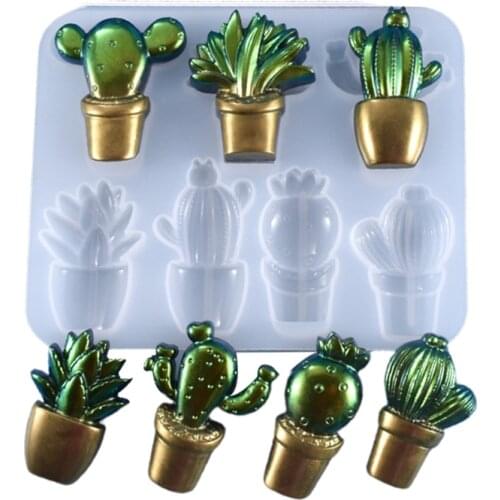 3D Cactus Keychains Crystal Epoxy Resin Mold Handmade Pendant Decorations Silicone Mould DIY Crafts Casting Tool Drop Shipping