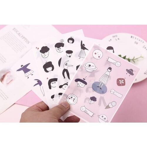 4pcs Cartoon paper sticker Organizer Calendar Diary Book Planner Sticker Scrapbook Decoration Diary Sticker papeleria