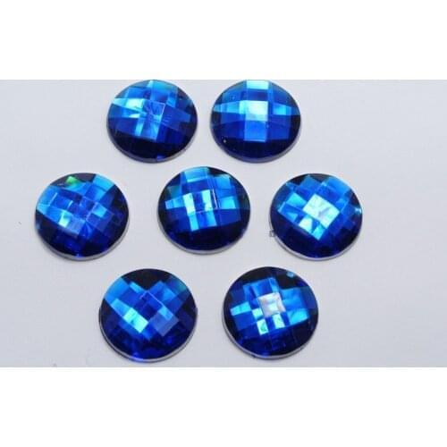 50 Royal Blue Acrylic Flatback Rhinestone Round Gem Beads 18mm No Hole