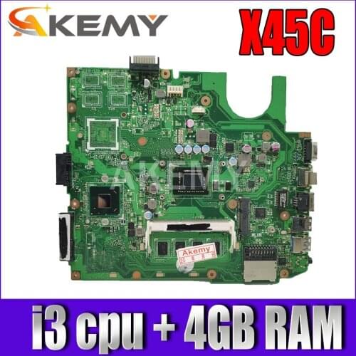 Akemy For ASUS X45C Laotop Mainboard X45C X45VD X45V X45 Motherboard with i3 cpu + 4GB RAM