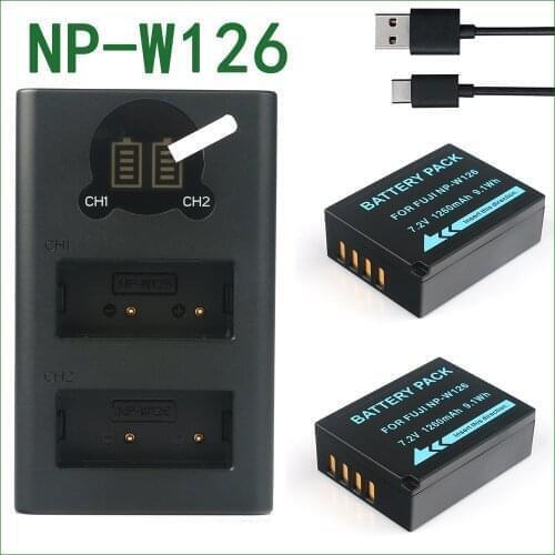 NP-W126 W126S Battery + Dual Charger for Fujifilm BC-W126 HS30EXR HS33EXR HS35EXR HS50EXR