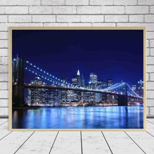 New full diamond 5D DIY diamond painting city bridge night view diamond embroidery cross stitch rhinestone mosaic home decoratio