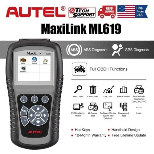 Autel Maxilink ML619 Code Reader OBDII OBD 2 Car Diagnostic Tool ABS SRS Airbag Scan Tools as Autolink AL619