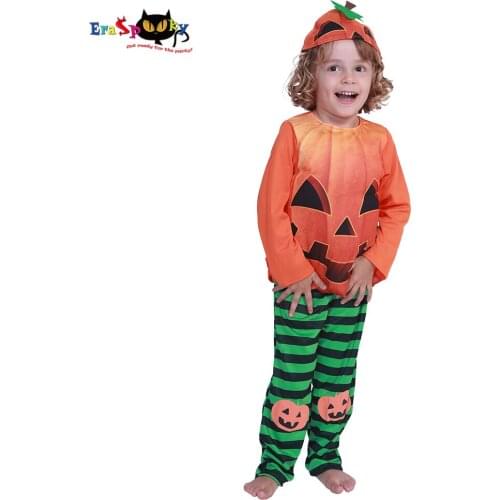 Eraspooky Halloween Costume For Kids Cute Toddler Orange Pumpkin Costume Children Cosplay Boys Fancy Dress