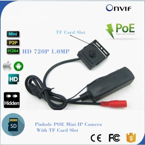 720P HD Pin hole POE IP Camera Sd Card Record Security CCTV Surveillance Camera Support Onvif P2P & PC Browser Phone Watch