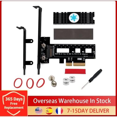 M.2 Riser Card Set M.2 NVME NGFF Key M To PCI Express 4X Host PCIe Adapter Card With Heatsink For Mac Windows Linux For CHIA RIG
