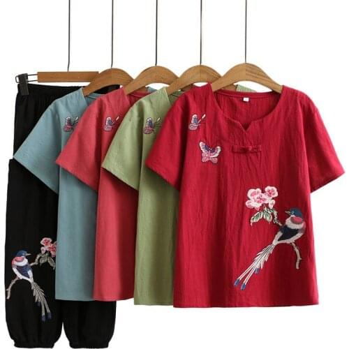 Suit New Cotton and Linen Two - Piece Suit Women 's Clothing Mom Casual and Comfortable Fashionable Elegant Gentle