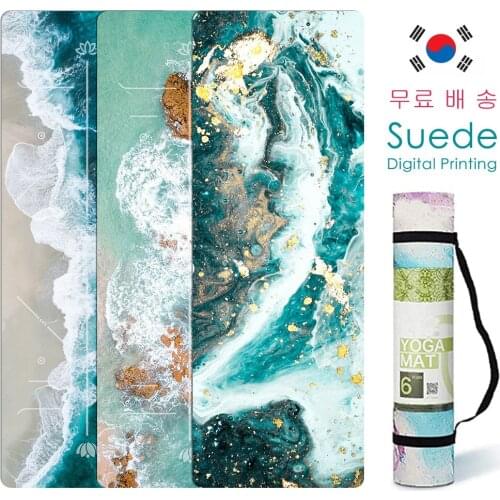 6mm Sea Wave Yoga Mat With Position Line Non Slip Pilates Mat For Beginner Environmental Fitness Gymnastics Home Mats 185X58CM