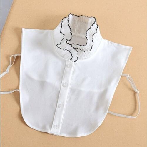 Lace Ruffle Fake Collar Shirt Women White False Collar For Shirts Stand Detachable Collar Fake Women Vintage Kraagie Faux Col