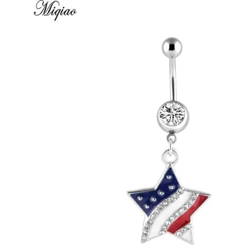 Miqiao 1 Pcs Piercing Human Body Jewelry Five-pointed Star Belly Button Ring Button Nail Belly Button Button Explosion