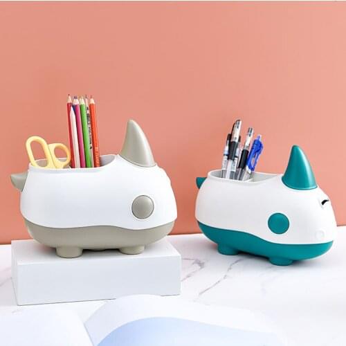 Cute Cartoon Rhino Multifunctional Plastic Storage Box Coin Storage Jar Pencil Eraser Stationery Storage Box