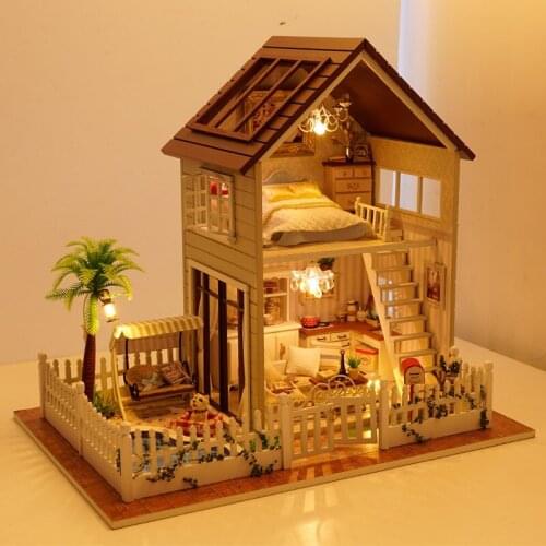Mylb Assembling DIY Miniature Model Kit Wooden Doll House,Paris Apartment House Toy with Furnitures