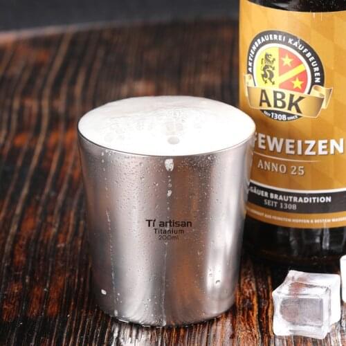 Tiartisan New Arrival Double Layer Camping Titanium Coffee Water Beer Wine Whiskey Cup Stack Mug 180ML for Outdoor Travel home