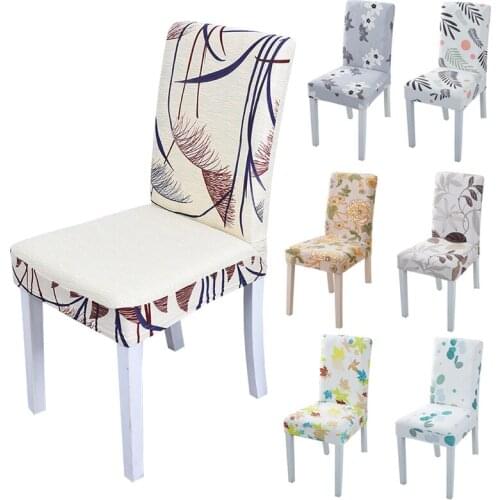 Dining Chair Cover Spandex Elastic Pastoral Print Modern Slipcovers Furniture Cover Kitchen Removable Anti-dirty Chair Cover