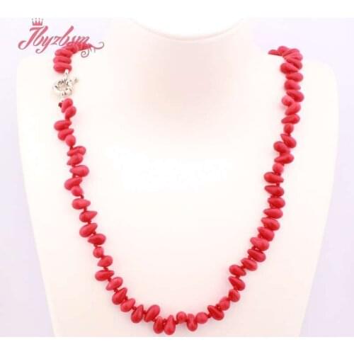 Red Coral Necklace Rondelle Round Drop Coral Stone Beaded Necklace Fashion Jewelry for Women Wedding Christmas Gift Necklace 17"
