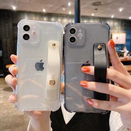 Candy Color Wrist Strap Phone Case For iPhone 12 Pro Mini 11 Pro X XR XS Max 7 8 Plus SE 2020 Shockproof Bumper Soft TPU Cover