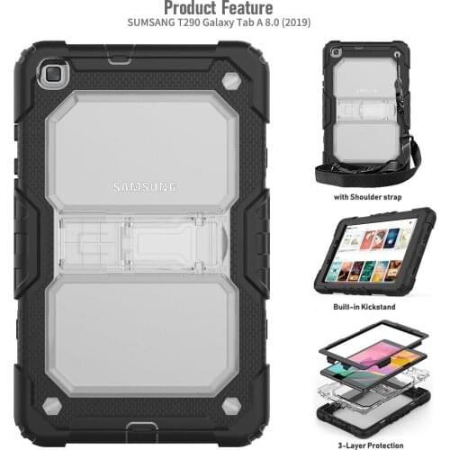 Heavy Duty for Samsung Galaxy Tab A 8.0 Case Silicone Shockproof Stylish Cover for Samsung SM-T290 Built-in Kickstand Cases