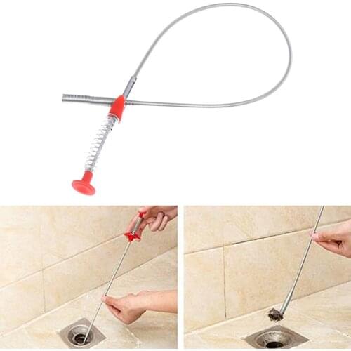 23.62in PP wire brush Hand Kitchen Sink Cleaning Hook Sewer Dredging Device Spring Pipe Hair Dredging Tool Metal wire brush
