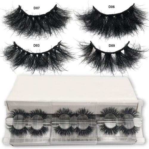 Fluffy Mink Eyelashes Wholesale 25mm Lashes 10-50 Pairs 3D Mink Lashes Soft Volume Long Eye Lashes Make Up Mink Lashes Bulk 25mm