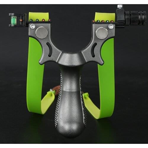 Outdoor Hunting Shooting Resin Slingshot With Blue Light Sight Level Flat Rubber Band Powerful Sling Shot Bow Catapult Launcher