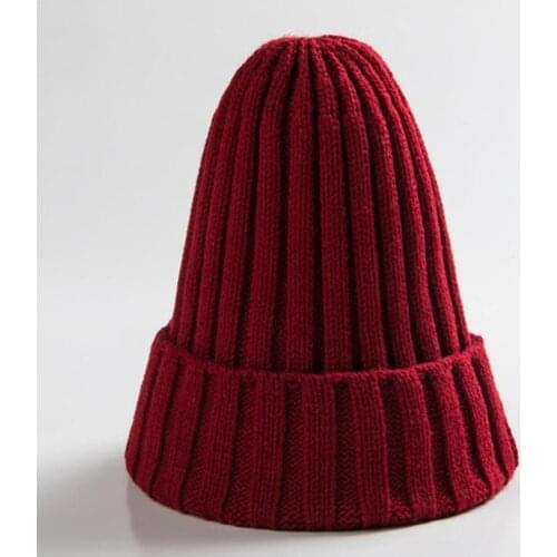 Caps Winter Unisex Solid Color Warm Soft Hiphop Knitted Hat Cuffed Skull Beanie Cap