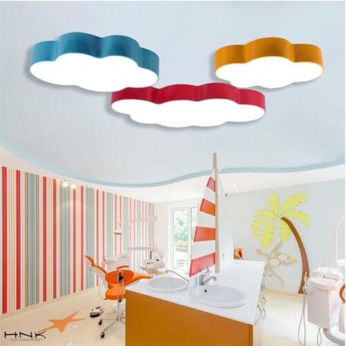 Cartoon Creative Fairytale Lovely Clouds Design 3 Colors Iron Acrylic Led Ceiling Light for Childrens Room Bedroom S/M/L 1411