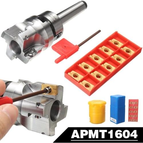 MT2 400R 50mm Face End CNC Mill Cutter + 10pcs APMT1604 Carbide Inserts with Wrench Carbide Inserts Power Tools