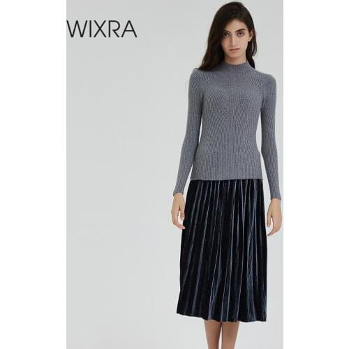 Wixra New Hot Warm Knitted Turtleneck Sweater Fashion Women Autumn Winter High Stretch Long Sleeve Sweaters Pullovers Jumpers