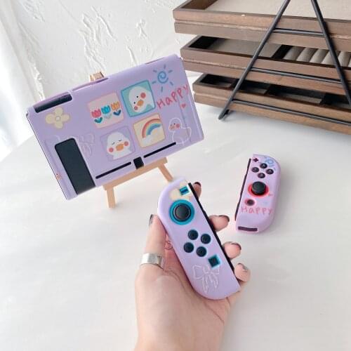 Cartoon Happy Duckling Daily Cute Soft TPU Full Cover Switch Protective Case For Nintendo Switch