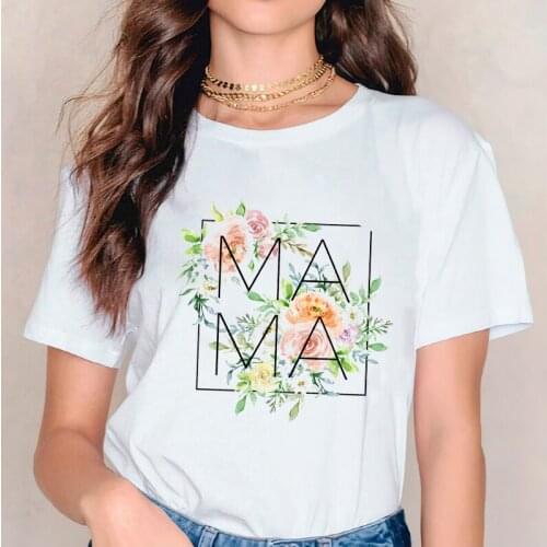 Women 2021 Mama Mom Flower Elegant Cute Print T Shirt Clothes Tshirts Womens Mother Ladies Graphic Female Tee T-Shirt Clothing