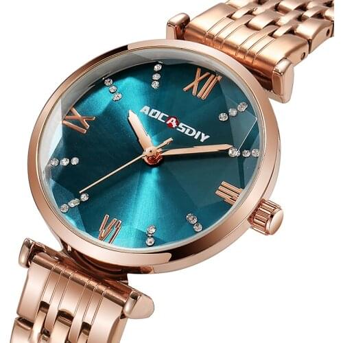 AOCASDLY New Women Luxury Jewel Quartz Watch Waterproof Stainless Steel Strap Watch For Women Fashion Date Clock