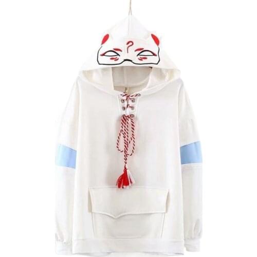 Harajuku Japan Style Women Sweatshirts With Ears Hooded Loose Patchwork Hoodies Teens Girl Pullovers Tracksuits Female 2013031