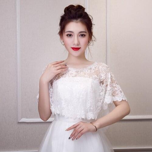 10 Colors Summer Lace Bridal Wraps Shawl Elegant Women Evening Cape Bolero Dentelle Mariage Bride Wedding Party Jackets Wrap